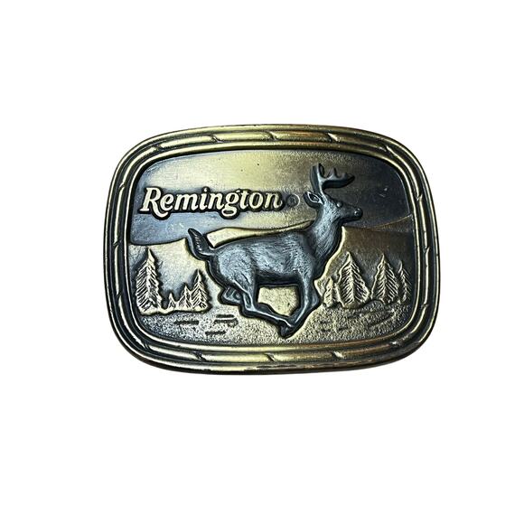Vintage Remington Running White Tailed Deer 1979 Belt Buckle - Picture 1 of 4